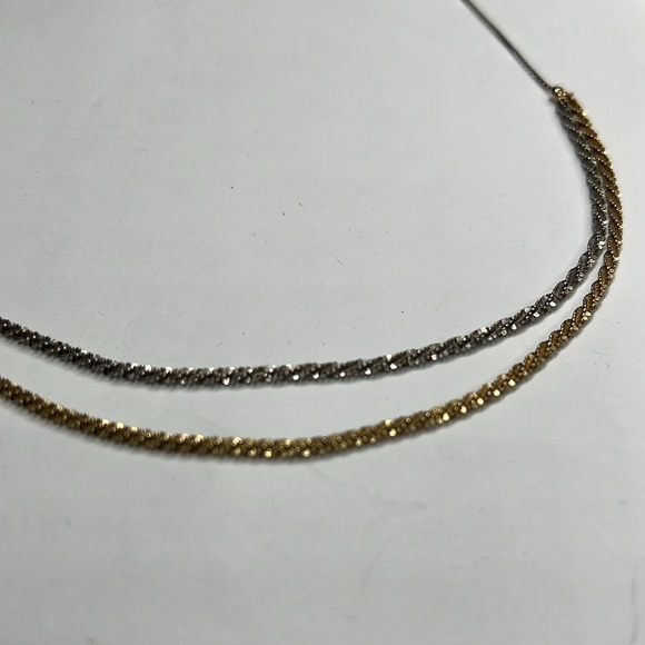 Lana 14K Yellow and White Gold Double Strand Tiered Chain Necklace - Picture 9 of 9